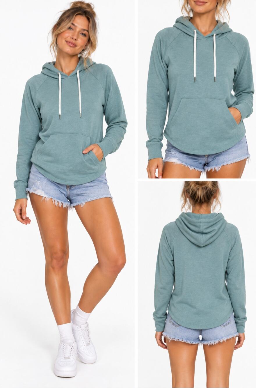Glyder Womens XS Hooded Pullover Hoodie Green Lightweight